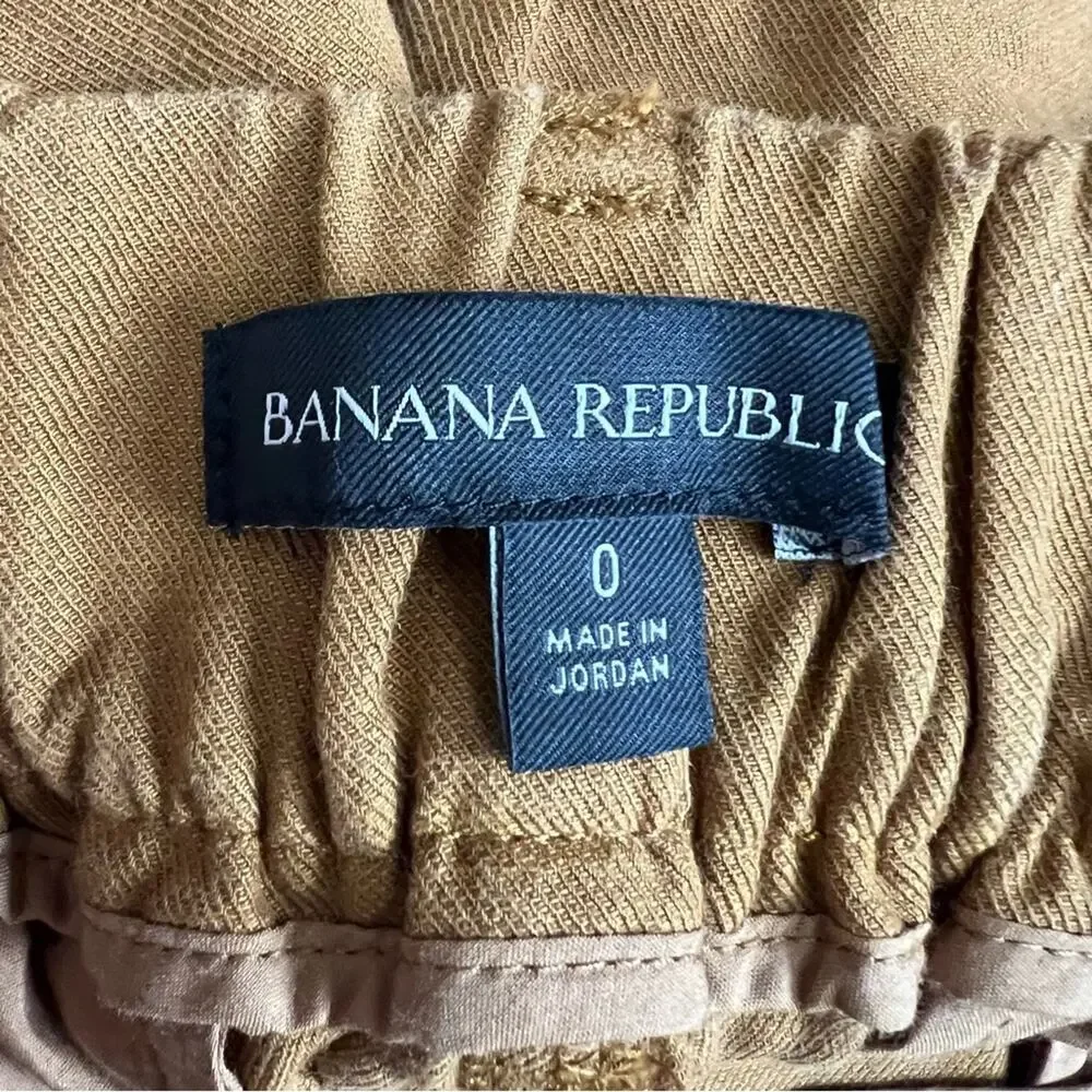 Banana Republic Tencel-Linen Cargo Pant tie waist bronze burnt yellow